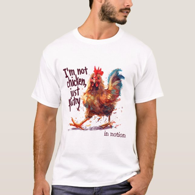 Jag är inte kyckling bara fjäderfä Rolig tupp Bond T Shirt (Framsida)