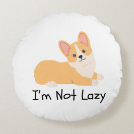 Jag är inte lat hund memes accent Pillow Rund Kudde