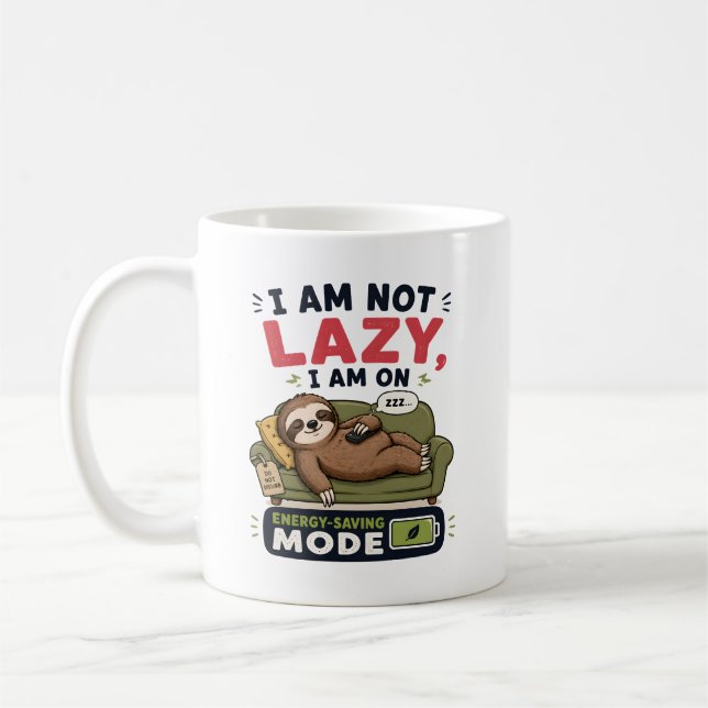 Jag är inte lat jag är på energisparläge kaffemugg (Vänster)