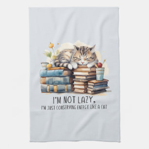 Jag är inte lazy Cute Cat Kökshandduk