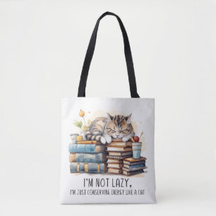 Jag är inte lazy Cute Cat Tygkasse