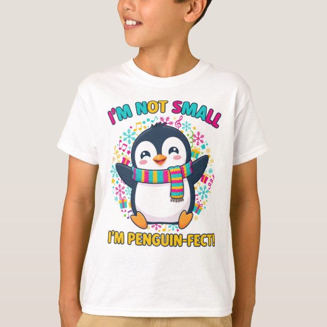 Jag är inte liten jag är pingvin-fekt barn t shirt (Framsida)