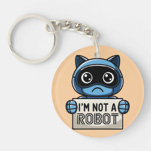 Jag är inte robot-nyckelkedja för katt