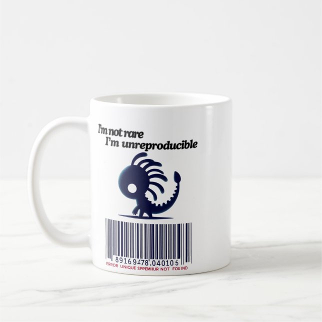 Jag är inte sällsynt, jag kan inte reproduceras kaffemugg (Vänster)