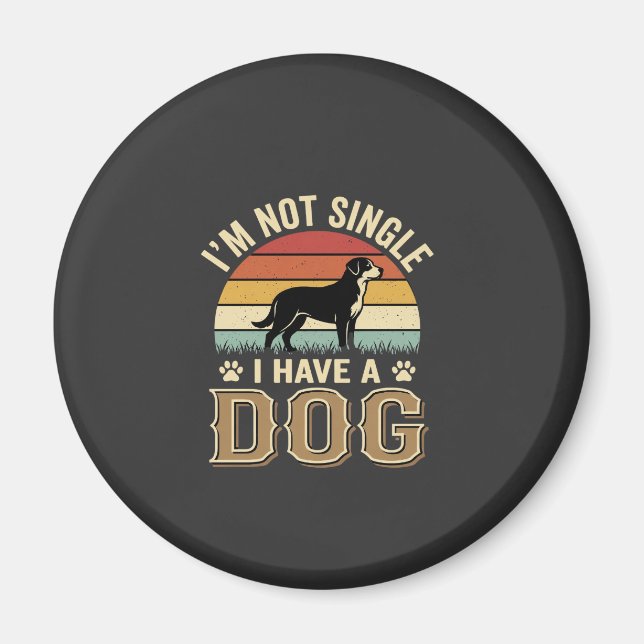 Jag är inte singel Hundälskare Vintage Magnet (Framsidan)