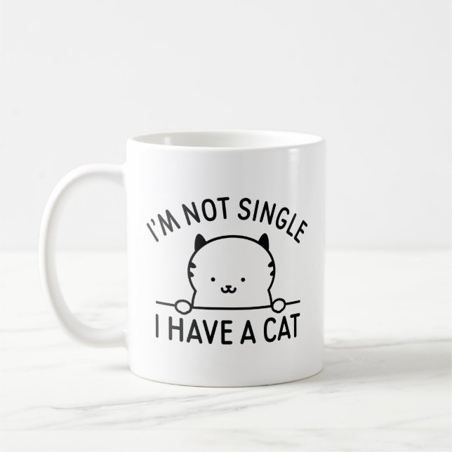 Jag är inte singel jag har en katt kaffemugg (Vänster)