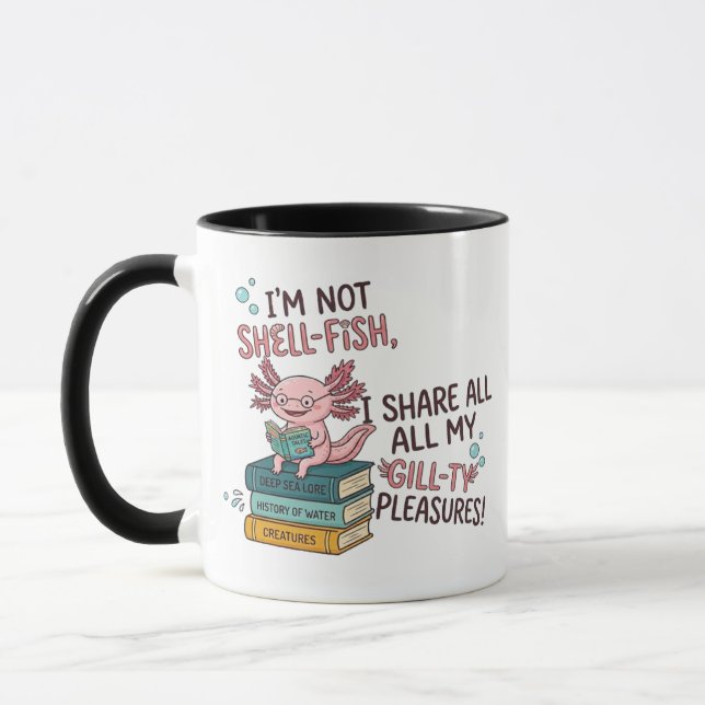 Jag är inte skalfisk Axolotl-mugg - Söt bokormpres Mugg (Vänster)
