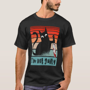 Jag är inte skyldig Innocent Cat med knivar Funny T Shirt