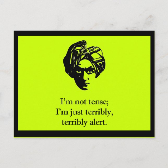 Jag är inte Tense Vykort (Framsida)