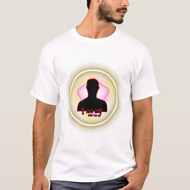"Jag är inte vad du ser" – Neonidentitetsförklarin T Shirt (Framsida)