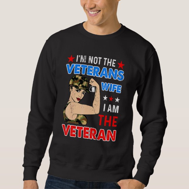 Jag är inte veteranernas fru, jag är veteranamerik lång ärmad tröja (Framsida)