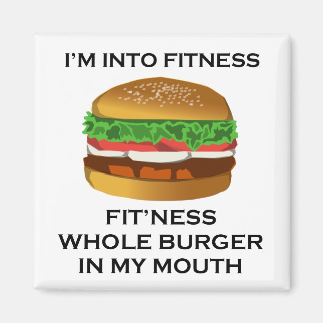 Jag är Into Fitness Burger Magnet (Framsidan)