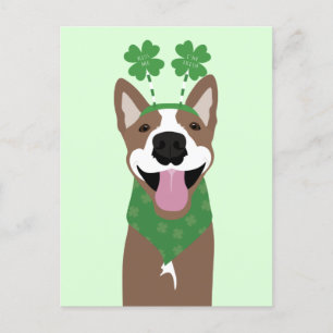 Jag är Irish Brown Hund Grönt Vykort