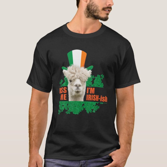 Jag är Irish-Ish Funny Llama St. Patrick's Da T Shirt (Framsida)