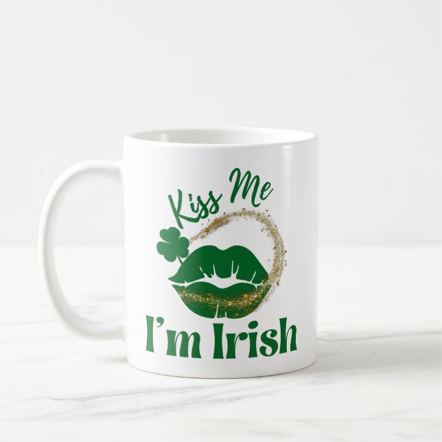 Jag är Irish Läppar och Shamrock. Kaffemugg (Vänster)