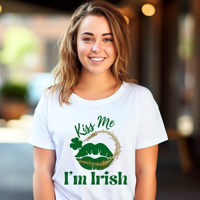 Jag är Irish Läppar och Shamrock Womans. T Shirt (Skapare uppladdad)