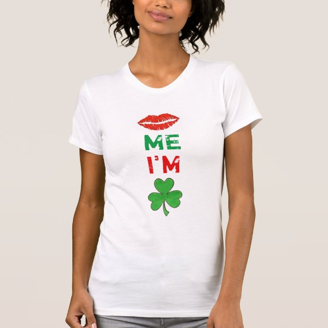 Jag är Irish Läppar Shamrock St. Patrick's Day Tee (Framsida)