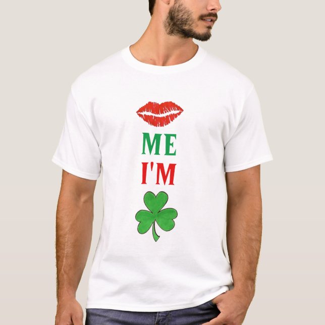 Jag är Irish Läppar Shamrock St. Patrick's Day Tee Shirt (Framsida)