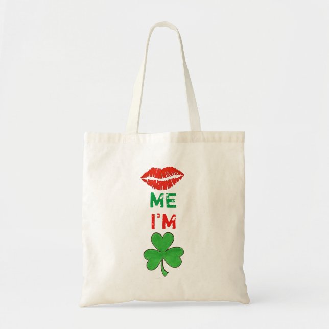 Jag är Irish Läppar Shamrock St. Patricks Tote Tygkasse (Framsidan)