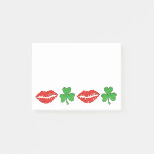 Jag är Irish Red Läppar Grönt Klöver Shamrock Post-it Block