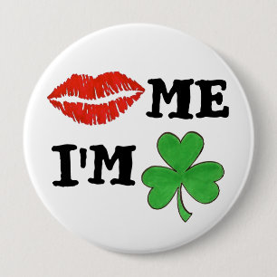 Jag är Irish St. Patrick Day Läppar Shamrock Knapp