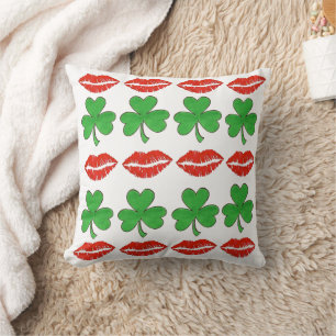 Jag är Irish St. Patrick Day Läppar Shamrock Kudde