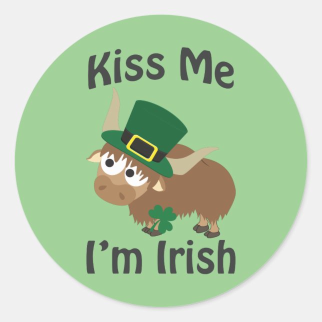 Jag är Irish Yak Runt Klistermärke (Framsida)