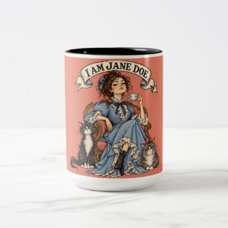 Jag är Jane Doe Lugn men vild kattdam SURVIVOR Två-Tonad Mugg