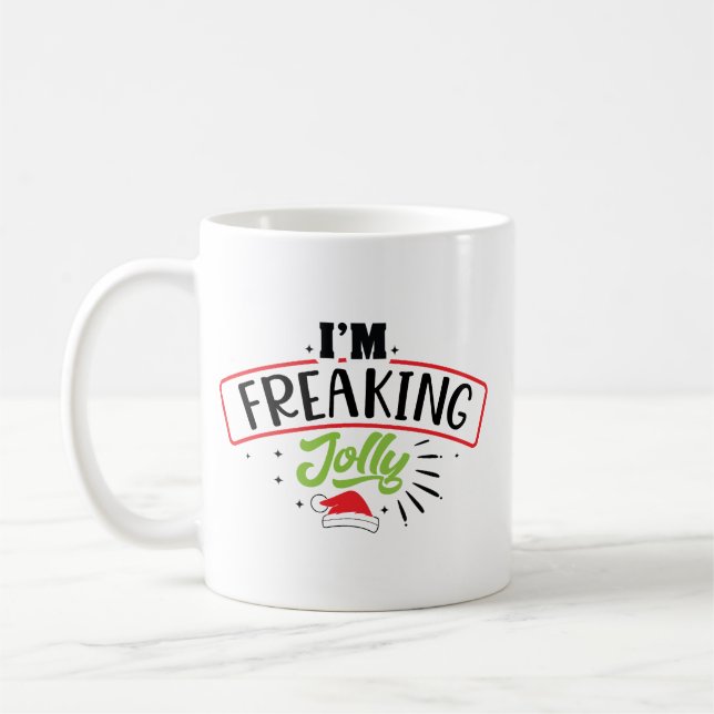 Jag är jätteglad jul rolig kaffemugg (Vänster)
