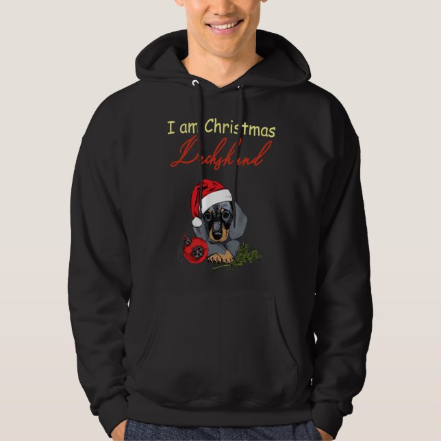 Jag är Jul Dachshund Hund Hoodie (Framsida)