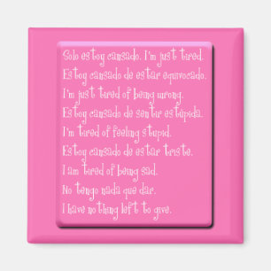 JAG ÄR JUST TIRED EMO QUOTES SPANISH ENGLISH POET MAGNET