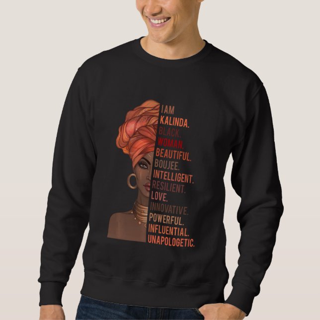 Jag är Kalinda Black Woman History Month 2020 Prid Lång Ärmad Tröja (Framsida)
