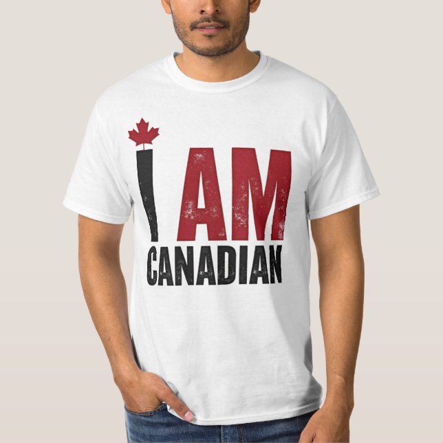 Jag är kanadensisk - Patriotic Påstående & Maple l T Shirt (Framsida)
