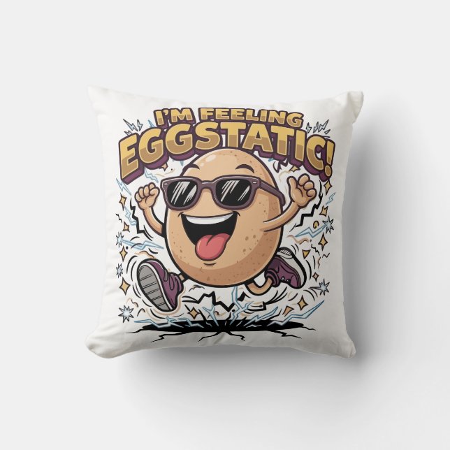Jag är kände eggstatisk – Rolig ägg-pjäs tecknad f Kudde (Framsida)
