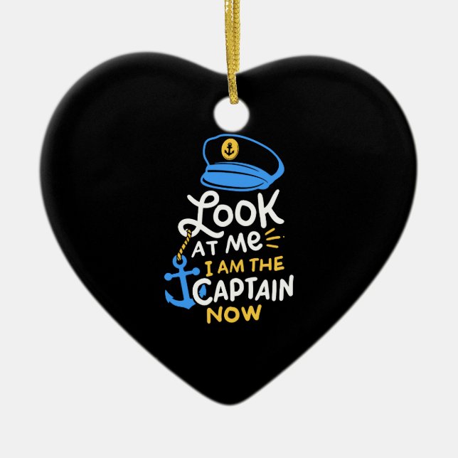 Jag är kapten som nu sjösätter kapten Gift Julgransprydnad Keramik (Framsidan)