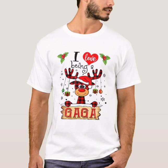 Jag är Kärlek en Gaga rener julfuny Julafton T Shirt (Framsida)