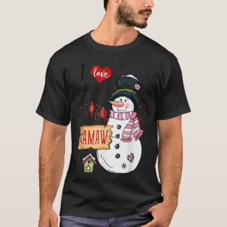Jag är Kärlek en Mamaw Snögubbe Jul Funny Julafton T Shirt