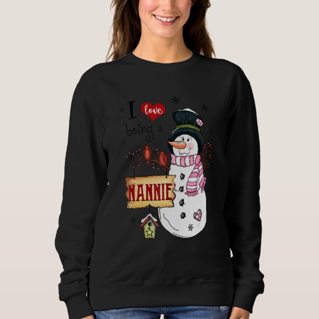 Jag är Kärlek en Nannie Snögubbe julklapp Julafton T Shirt (Framsida)