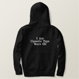 Jag är kassettband, gammal soptröja, fullt zip broderad luvtröja