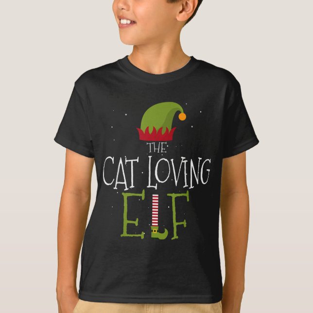Jag är Kat Loving Elf-julklappen Matching Gr T Shirt (Framsida)
