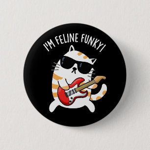Jag är Kattdjur Funky Funny Cat Pun Mörk BG Knapp