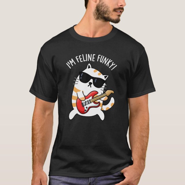Jag är Kattdjur Funky Funny Cat Pun Mörk BG T Shirt (Framsida)