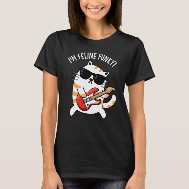 Jag är Kattdjur Funky Funny Cat Pun Mörk BG T Shirt (Framsida)