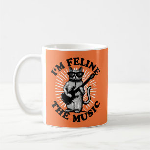 Jag är Kattdjuret Musiken Guitar Player Cat Kaffemugg