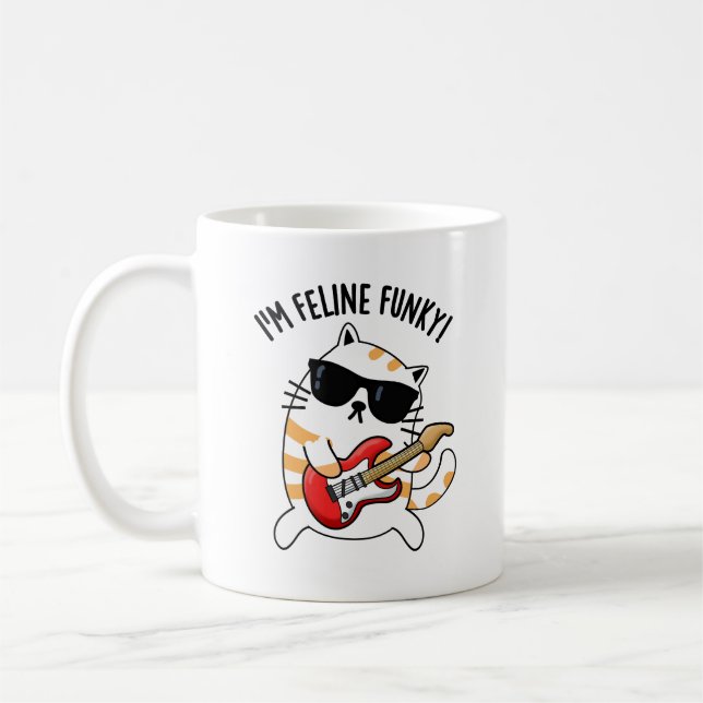 Jag är Kattdjurets Funky Funny Cat Pun Kaffemugg (Vänster)
