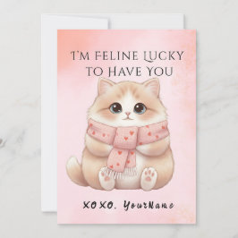 Jag är kattlycklig att ha dig Katt Valentinskort Julkort