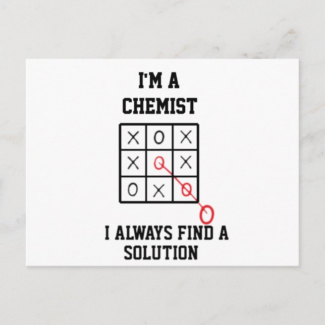 Jag är kemist jag hittar alltid en lösning  vykort (Framsida)
