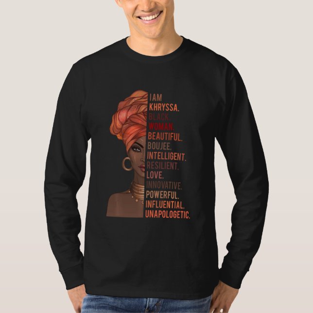 Jag är Khryssa Black Woman History Month 2020 Prid T Shirt (Framsida)