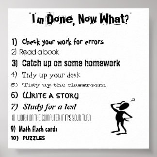 "Jag är klar, nu vad?" Poster