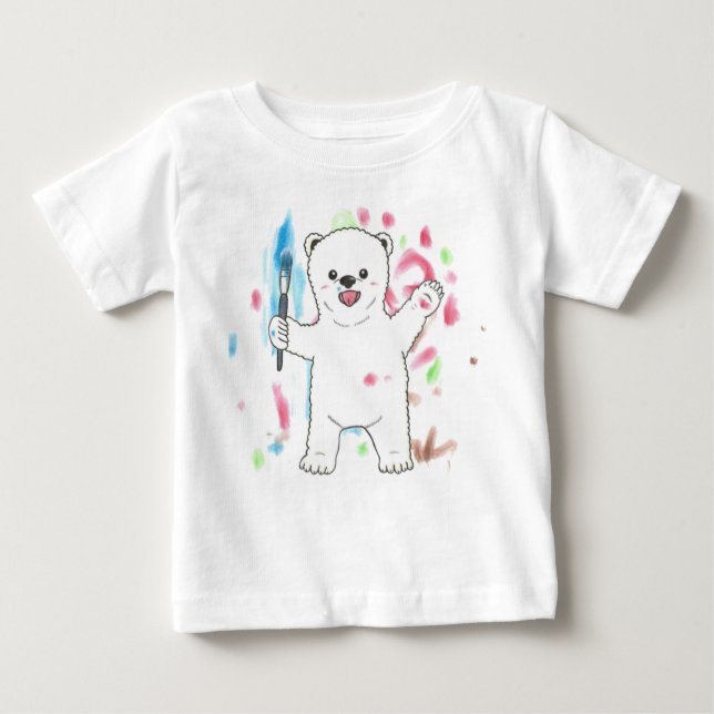 "Jag är konstnär!" Polar björn baby T-shirt (Framsida)